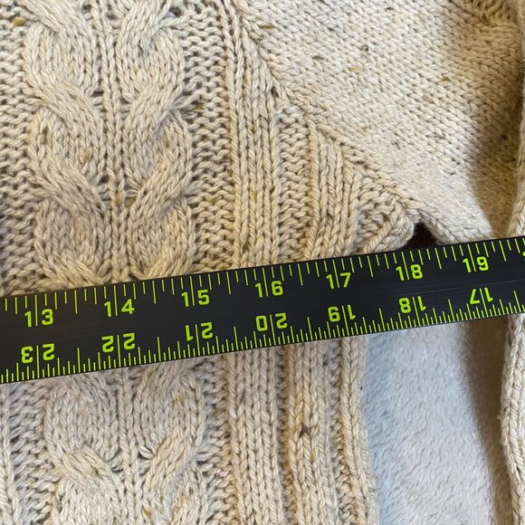 Relativity Womans Cardigan Sweater Large Beige Cable Knit Toggle With Pockets - Picture 4 of 11